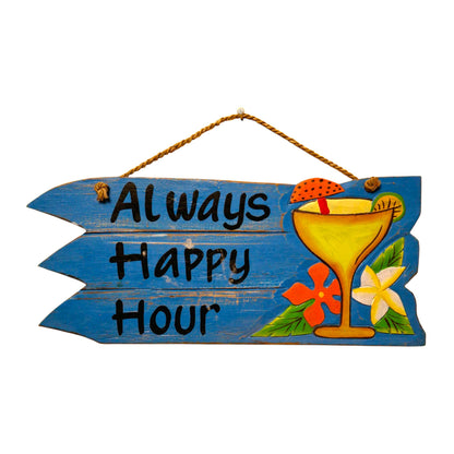 Cartello forma di freccia bar Happy Hour in legno