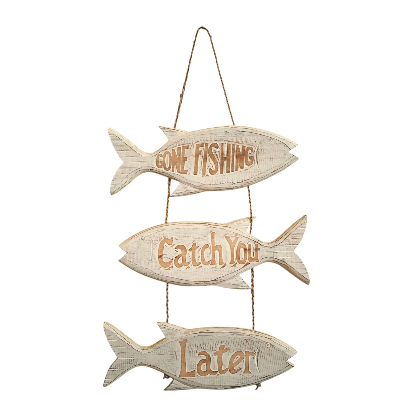 Cartello in legno forma di pesce stile marinaro