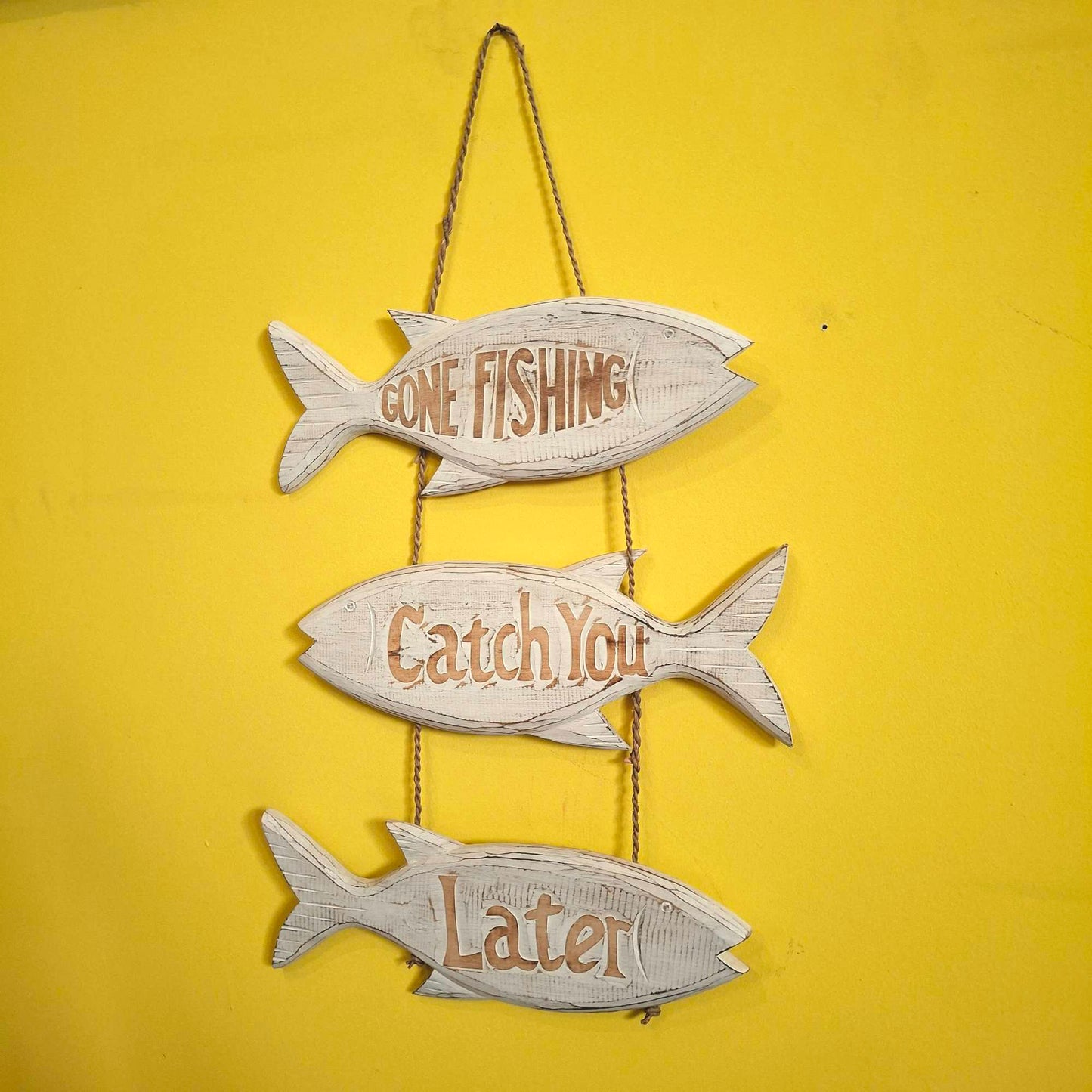 Cartello in legno forma di pesce stile marinaro