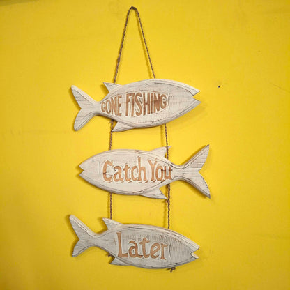 Cartello in legno forma di pesce stile marinaro