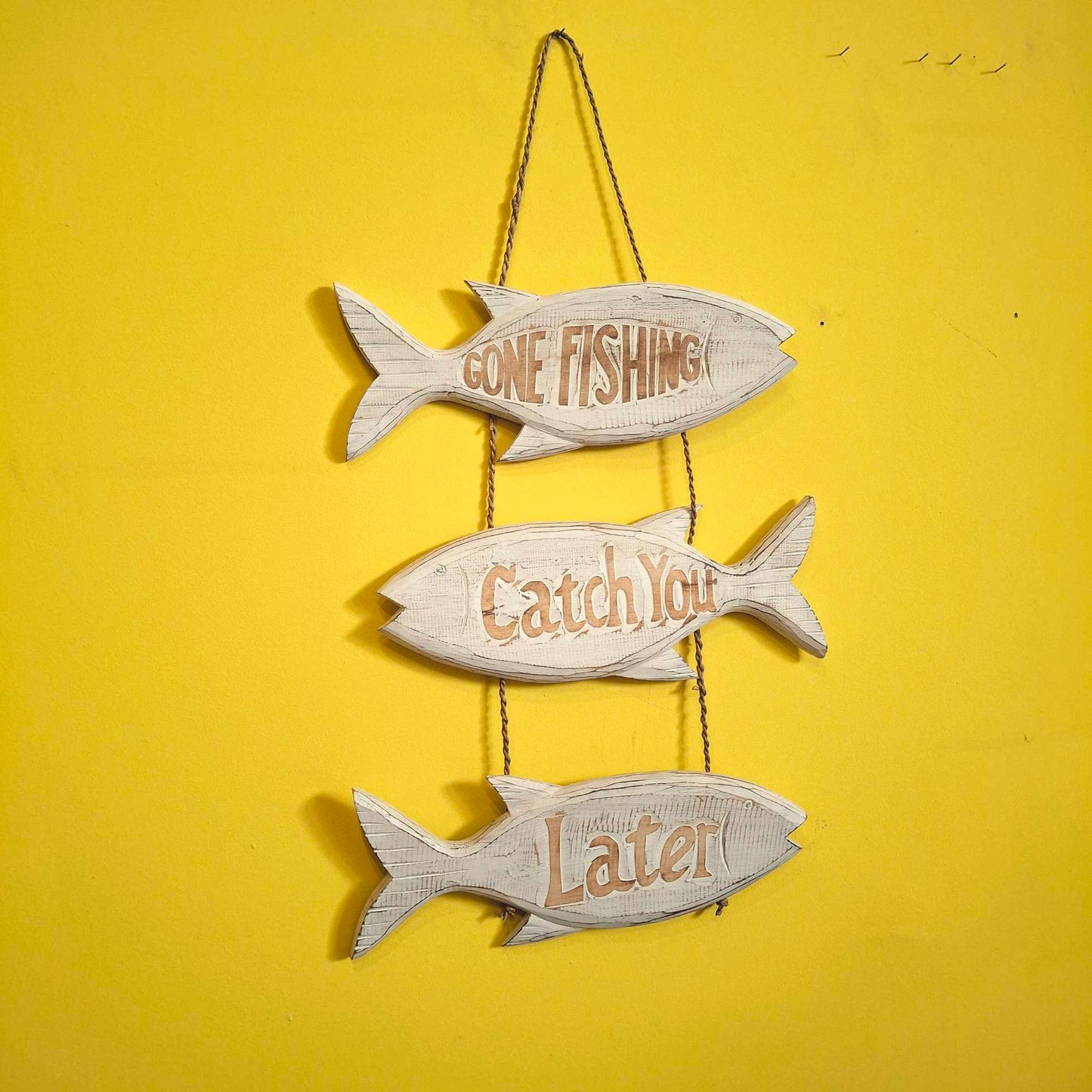 Cartello in legno forma di pesce stile marinaro