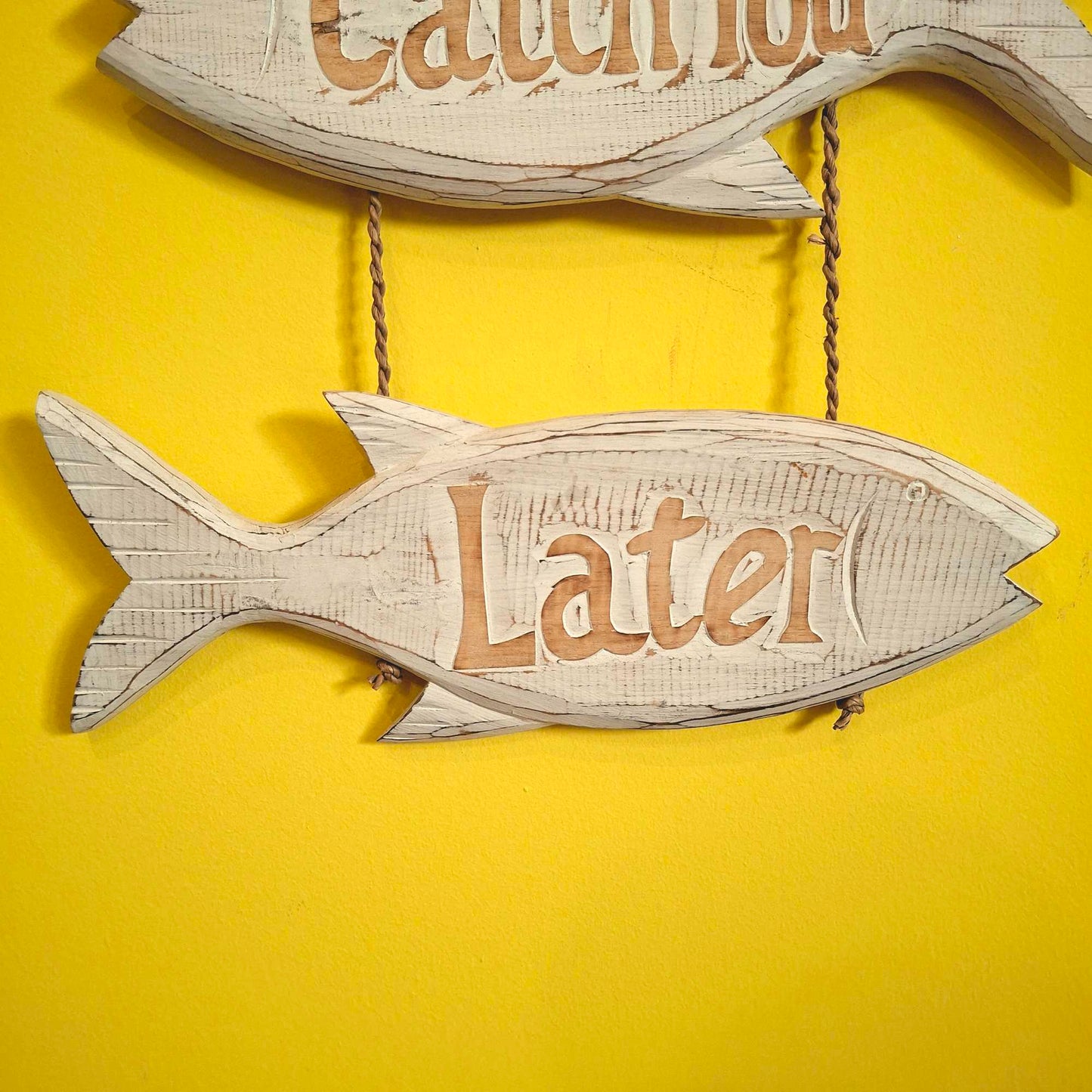 Cartello in legno forma di pesce stile marinaro