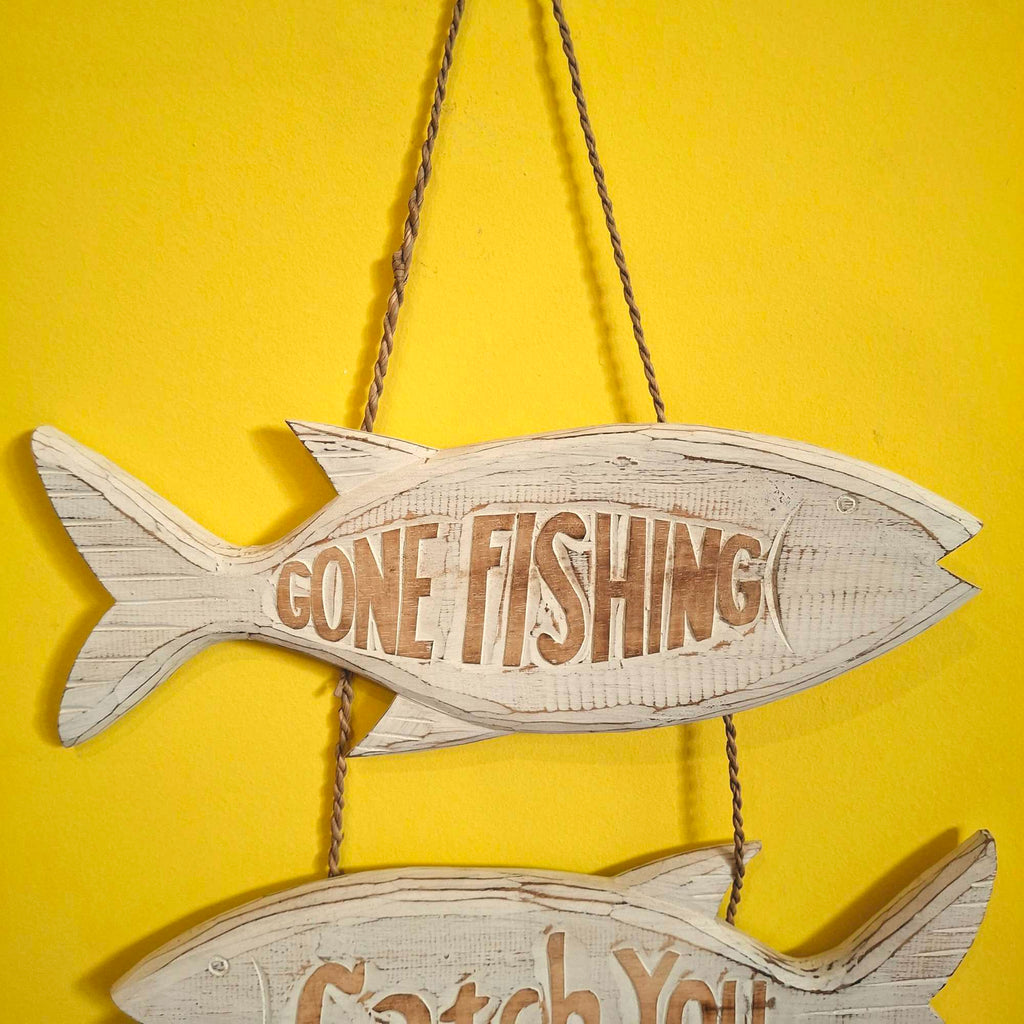 Pesci in legno Cartello marinaro frase pescatori