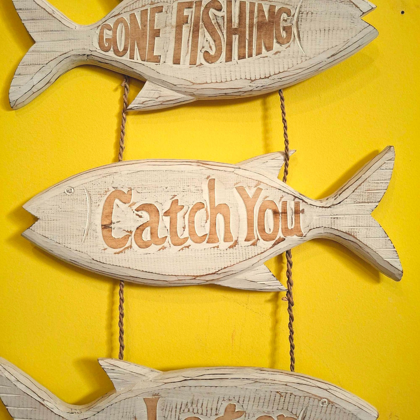 Cartello in legno forma di pesce stile marinaro