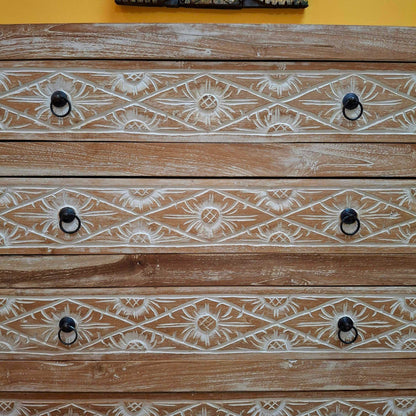 Cassettiera etnica in teak stile shabby chic