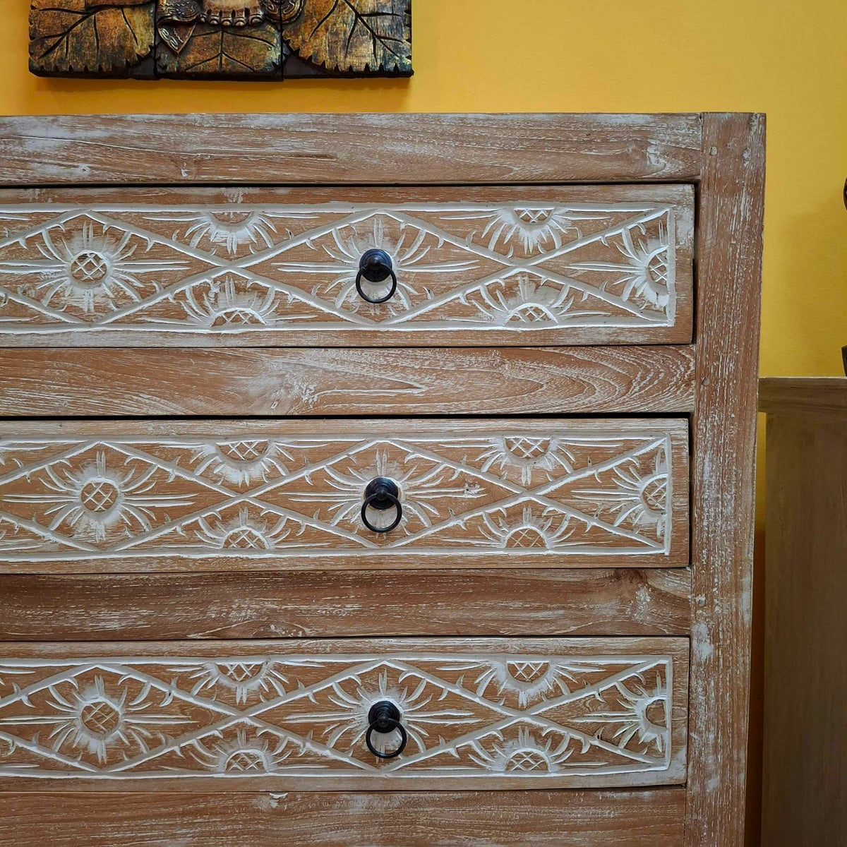 Cassettiera etnica in teak mobile shabby chic