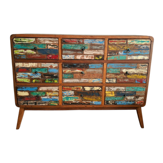 Cassettiera etnica modello scatolato in legno teak