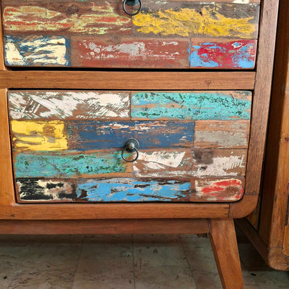 Cassettiera etnica modello scatolato in legno teak