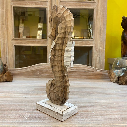 Statuette en bois d'hippocampe, meuble ethnique