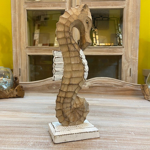 Cavalluccio marino arredo etnico scultura legno - ETNICBAY