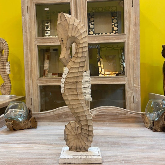 Statuette en bois d'hippocampe, meuble ethnique