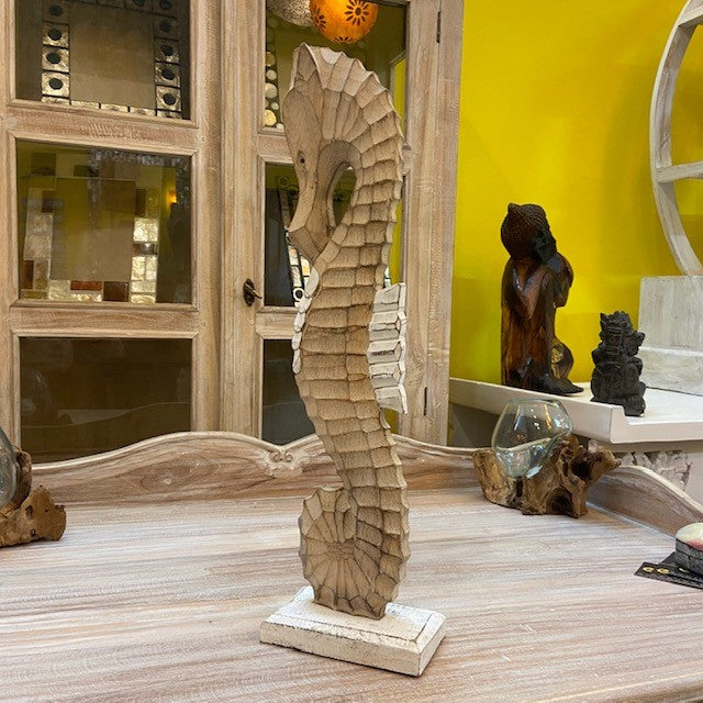 Cavalluccio marino arredo etnico scultura legno - ETNICBAY