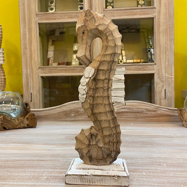 Cavalluccio marino arredo etnico scultura legno - ETNICBAY
