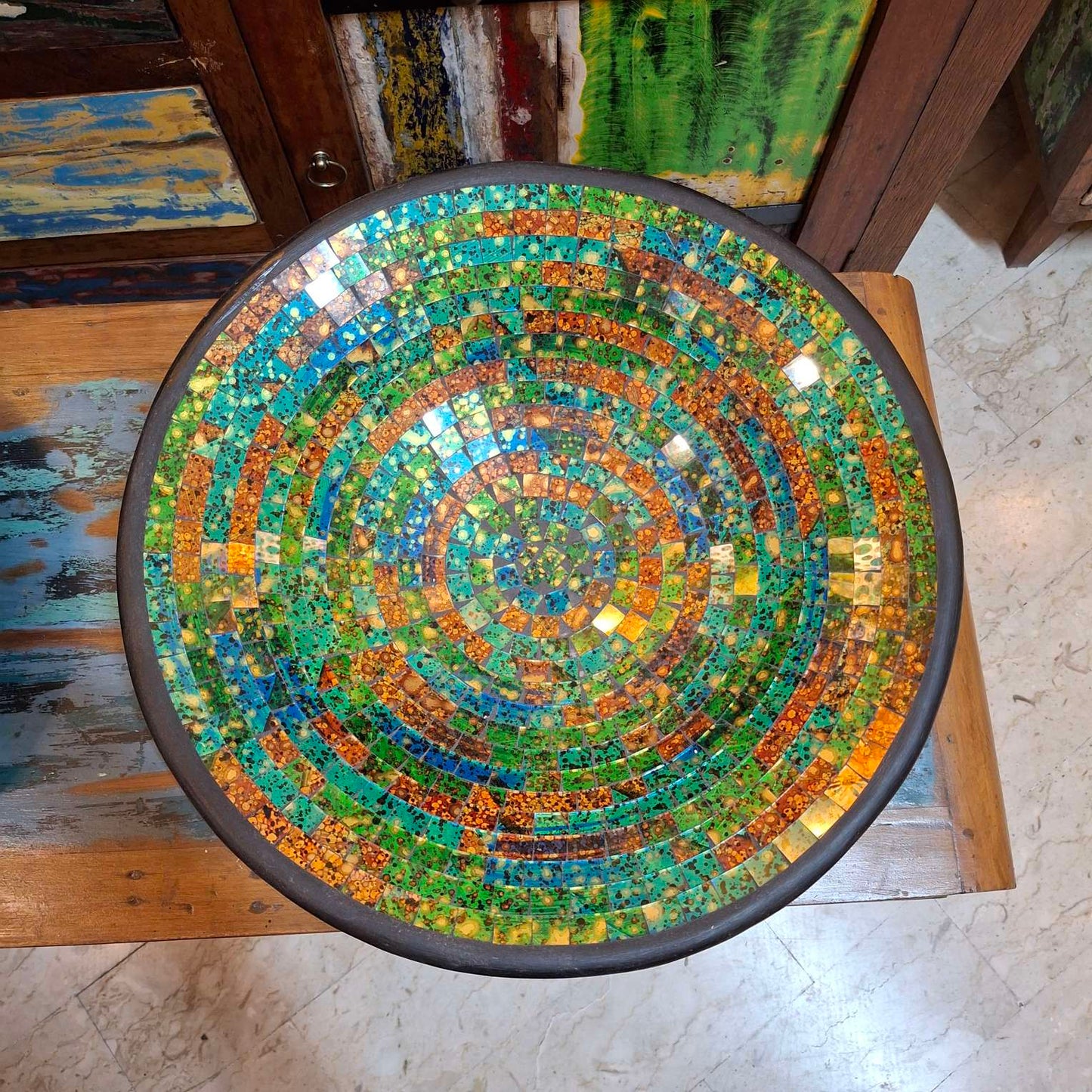 Centerpiece Plate Empty Pockets Mosaic Glass