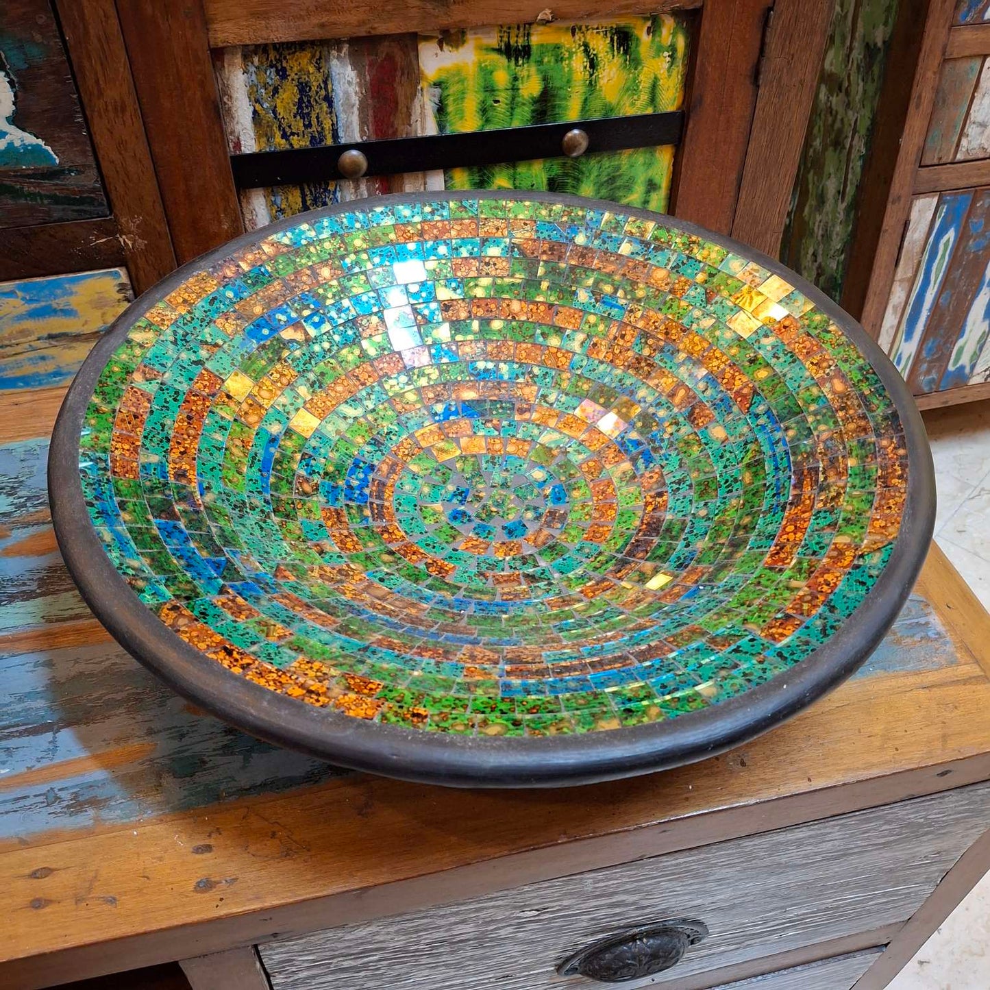 Centerpiece Plate Empty Pockets Mosaic Glass