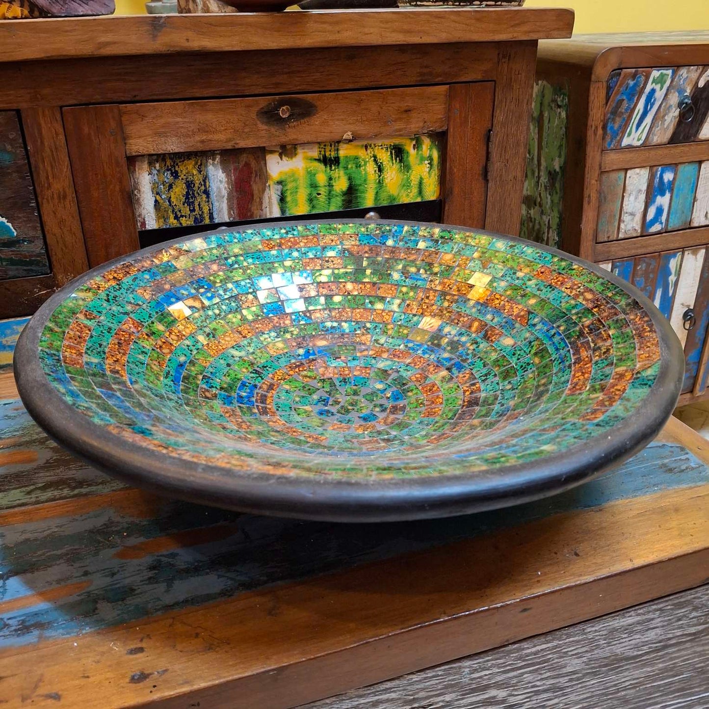 Centerpiece Plate Empty Pockets Mosaic Glass