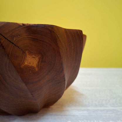 Wooden spiral fruit bowl