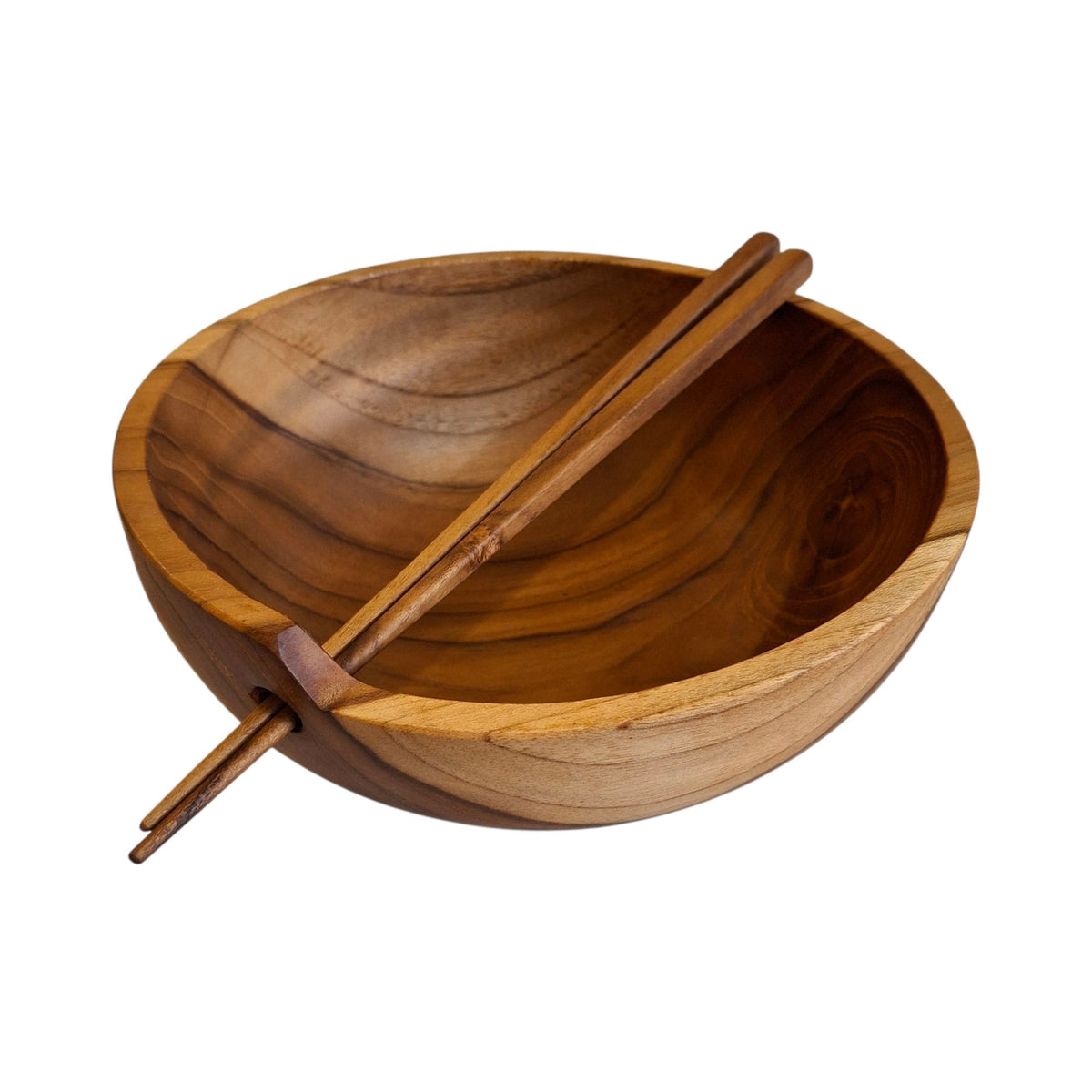 Ciotola Ramen legno teak con bacchette cinesi