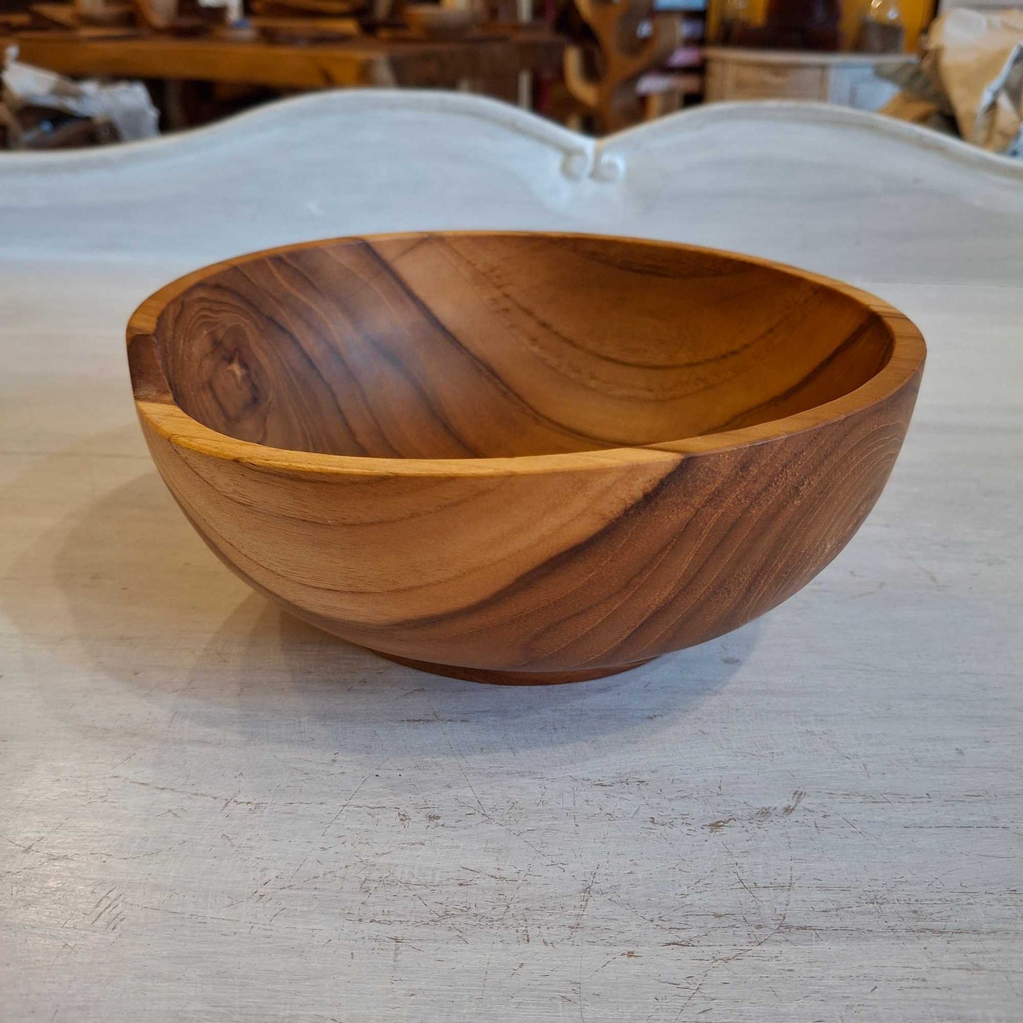 Ciotola in legno teak con bacchette cinesi