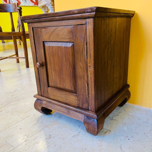 Opium style bedside table in teak wood ethnic furniture