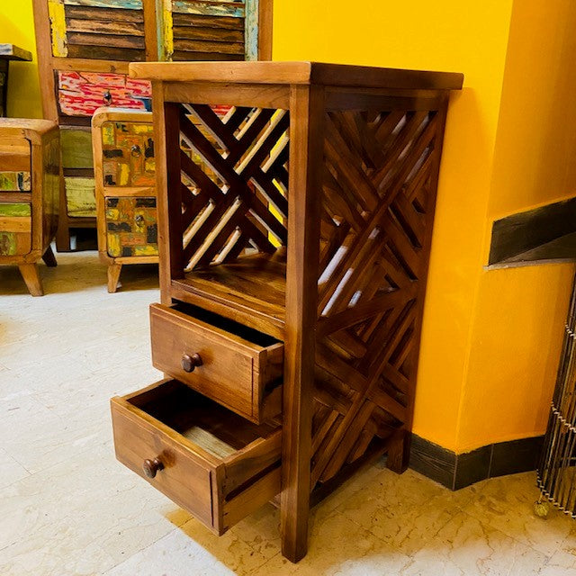 Comodino etnico in teak mobiletto design moderno - ETNICBAY