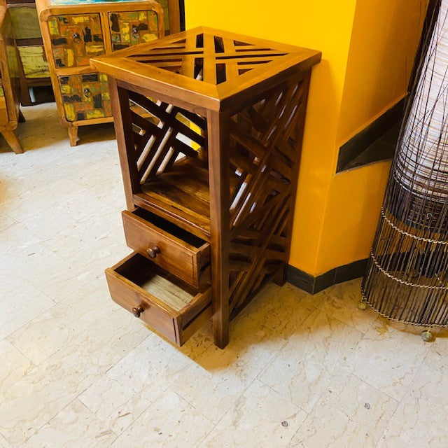 Comodino etnico in teak mobiletto design moderno - ETNICBAY