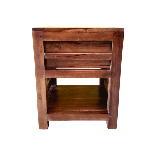 Comodino etnico in legno teak con cassetto