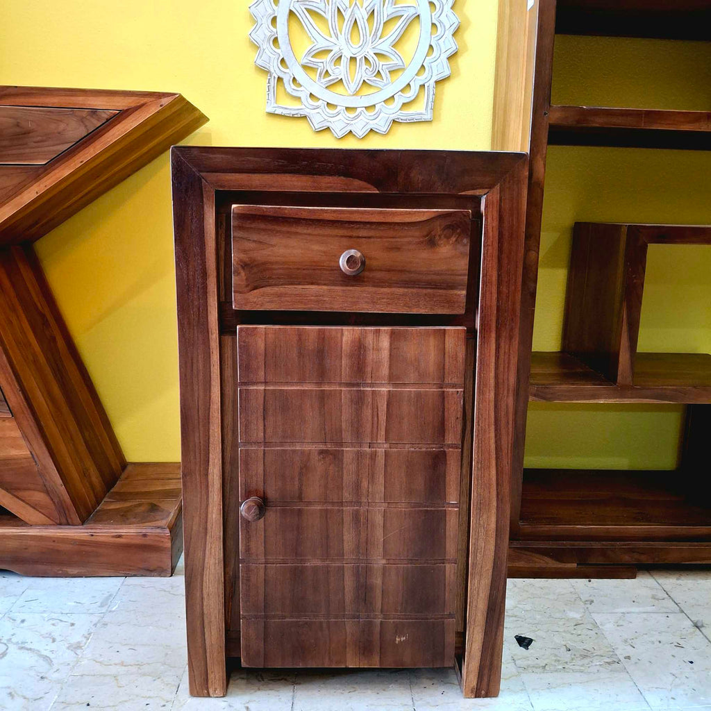 Comodino etnico in legno teak mobiletto bagno