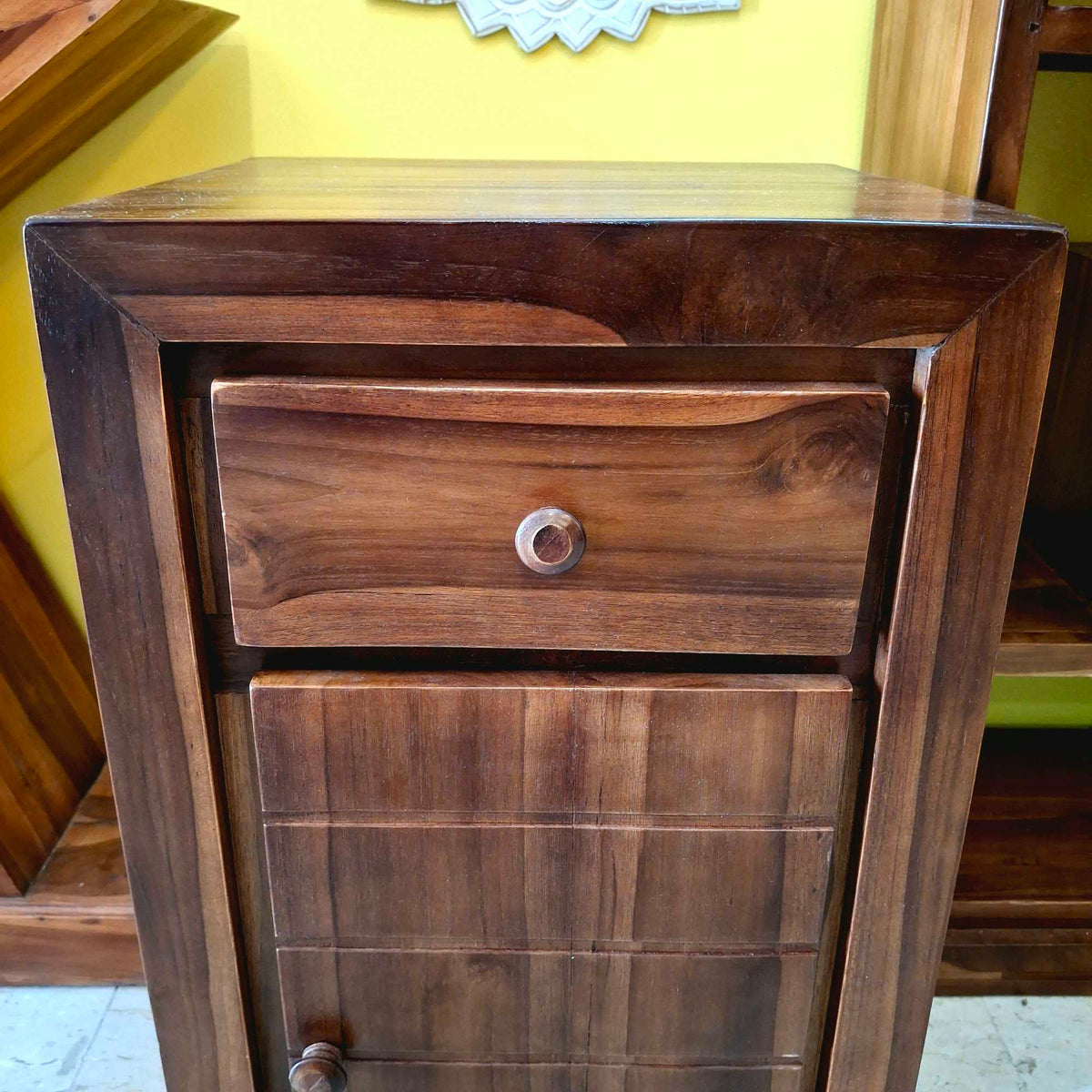 Comodino etnico in legno teak mobiletto bagno