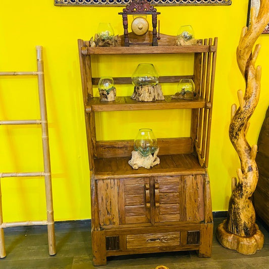 Buffet bibliothèque ethnique de style wabi sabi