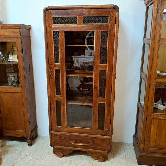 Vitrine vintage en bois de teck des années 60-70