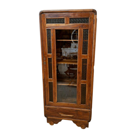 Vitrine vintage en bois de teck des années 60-70