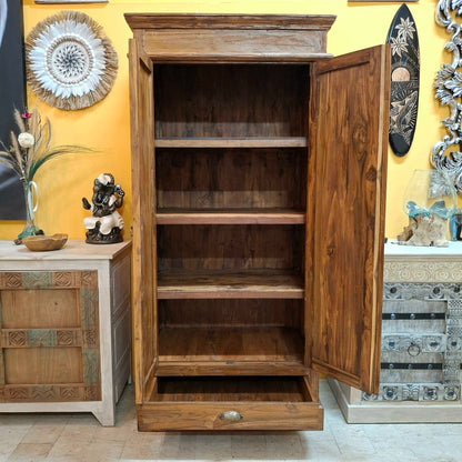 Credenza alta etnica intagliata legno teak mobile contenitore