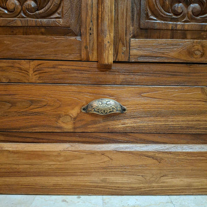 Credenza alta etnica intagliata legno teak mobile contenitore