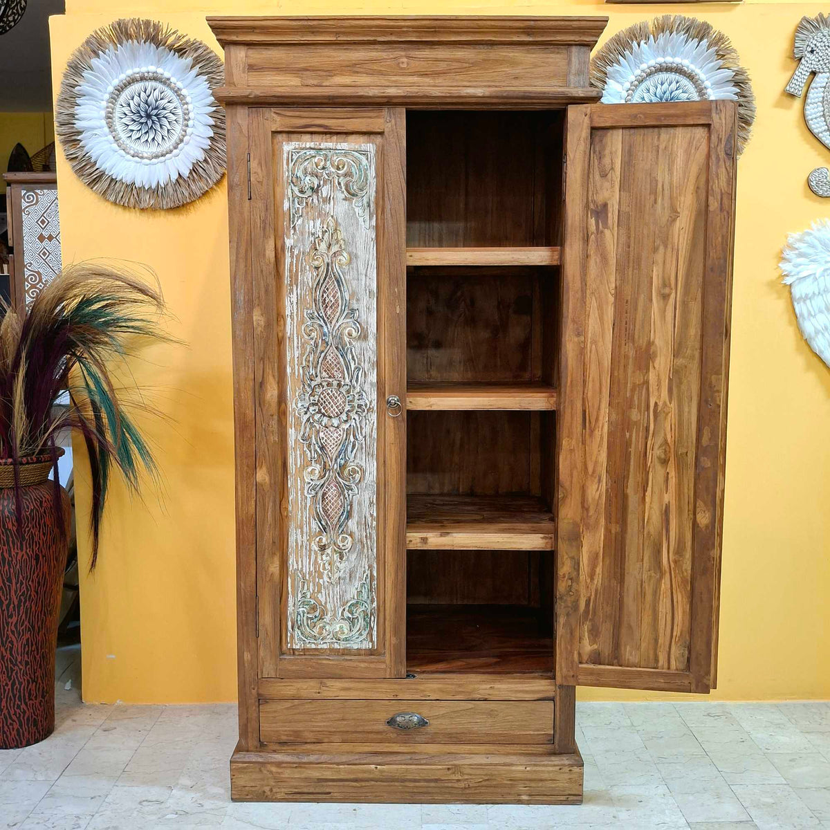 Credenza alta legno teak armadio mobile etnico