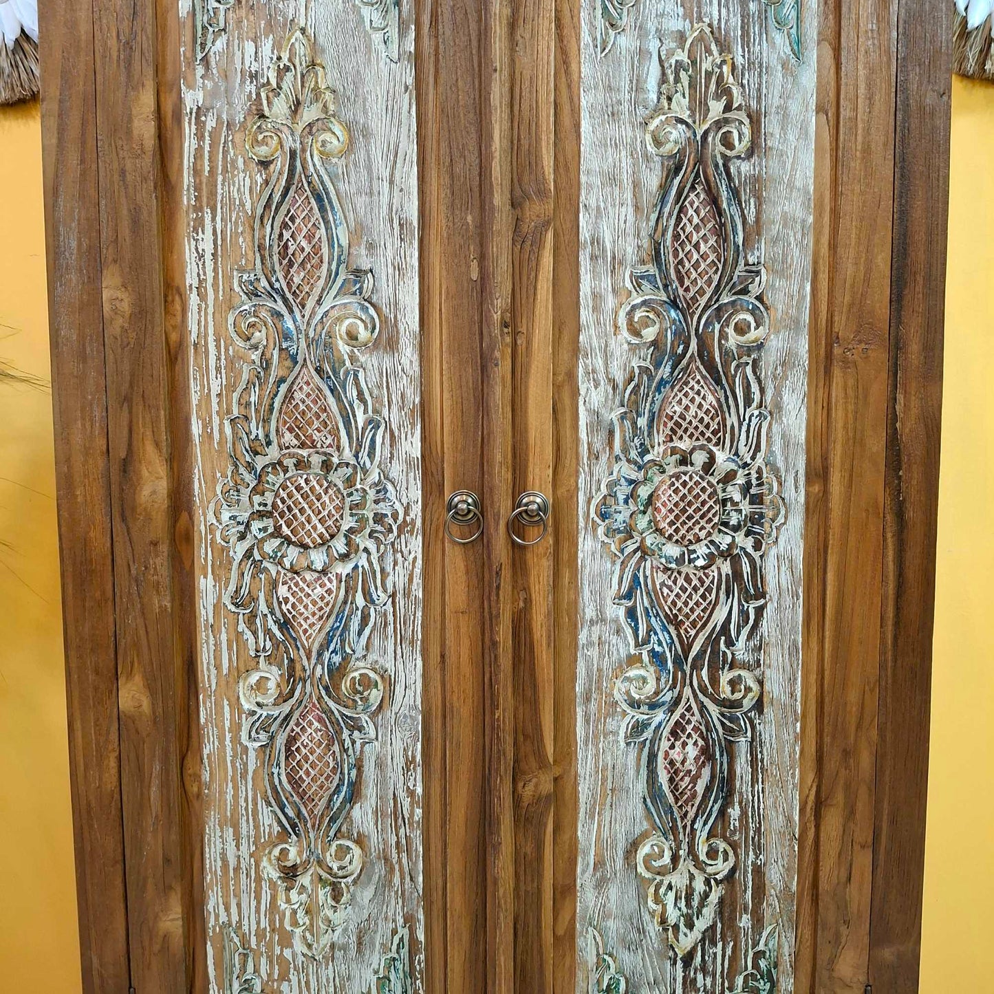Credenza alta in legno teak mobile etnico