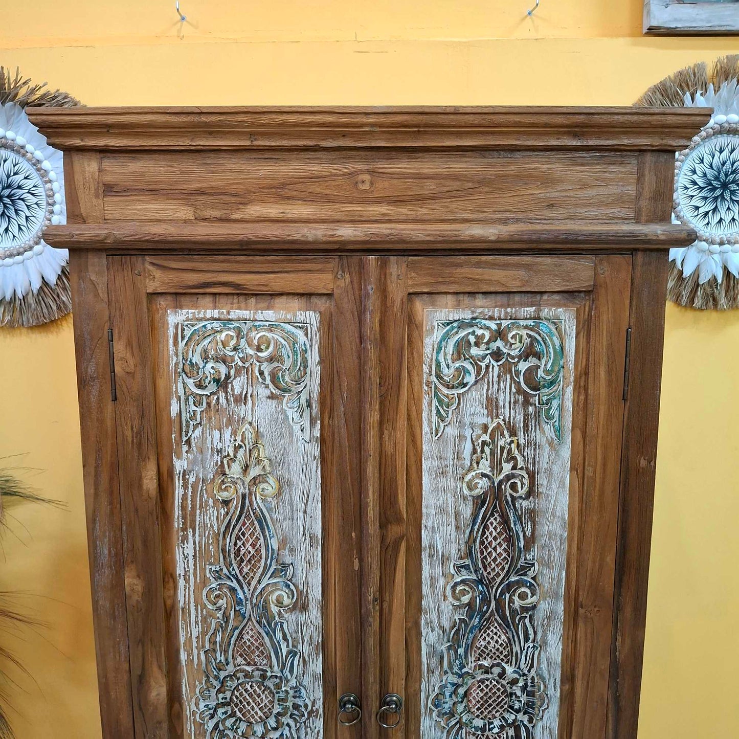 Credenza alta in legno teak mobile etnico