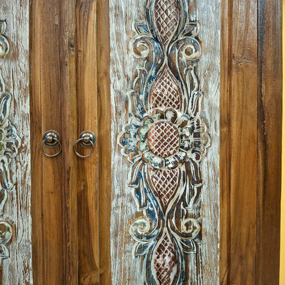 Credenza alta in legno teak mobile etnico