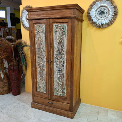 Credenza alta in legno teak mobile etnico
