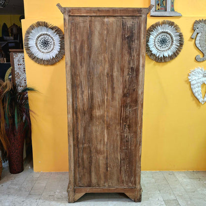 Credenza etnica a colonna armadio vintage intagliata in teak