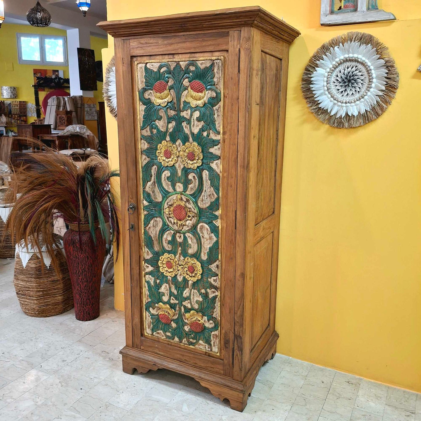 Credenza etnica a colonna armadio vintage in teak