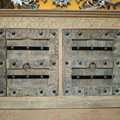 Credenza etnica intagliata legno teak mobile rustico