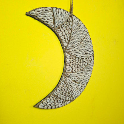 Decorazione da parete etnica luna e conchiglie di mare