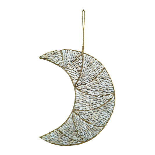 Decorazione da parete etnica luna e conchiglie di mare