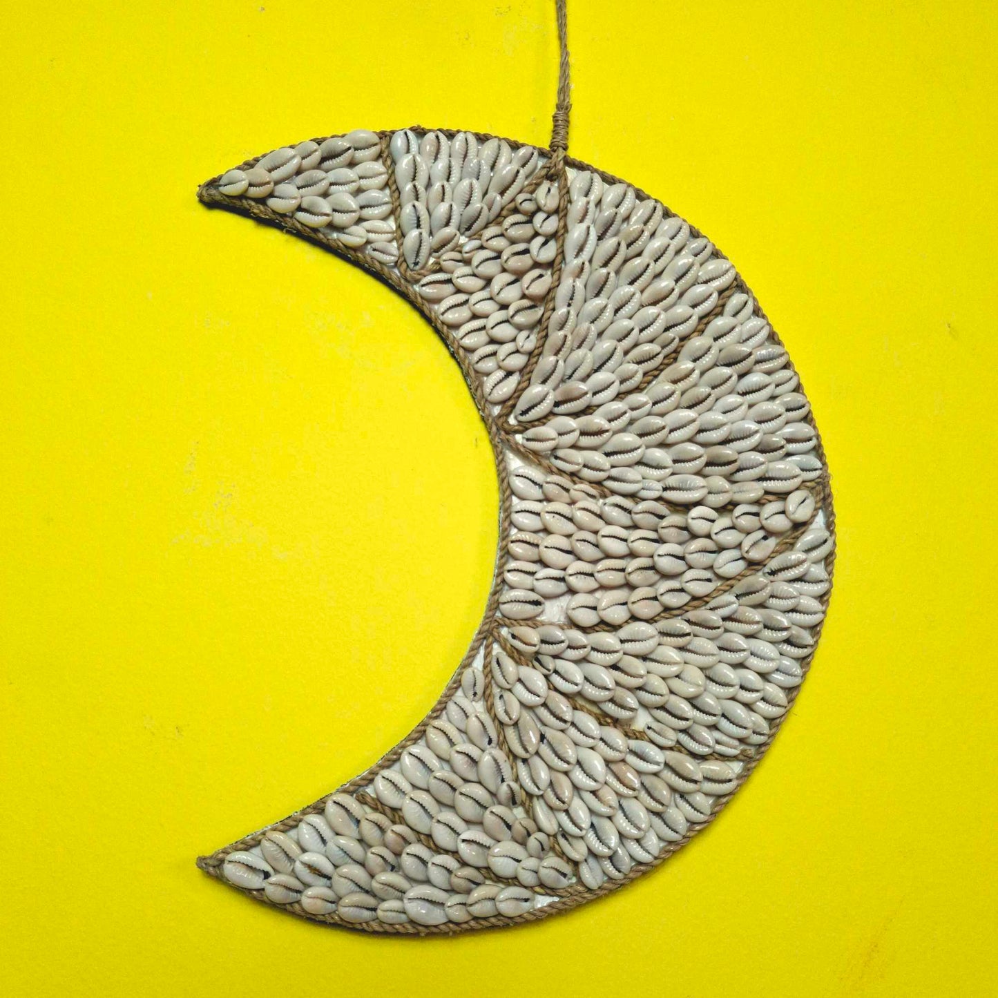 Decorazione da parete etnica luna e conchiglie di mare