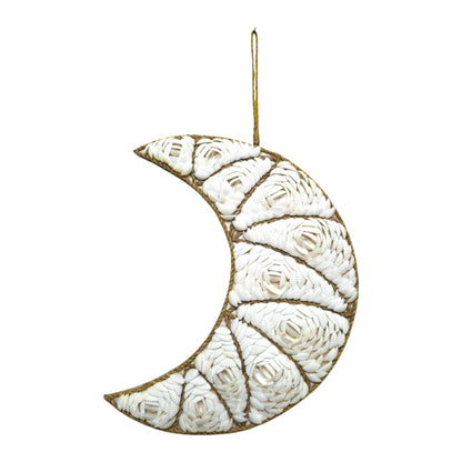 Decorazione da parete etnica luna e conchiglie incastonate