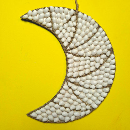 Decorazione etnica da parete luna e conchiglie di mare