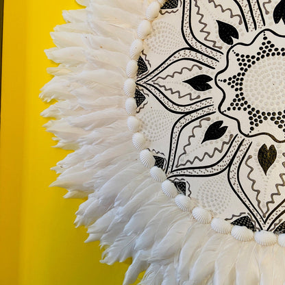 Mandala Ethnique Déco Murale Coquillages Plumes Lotus