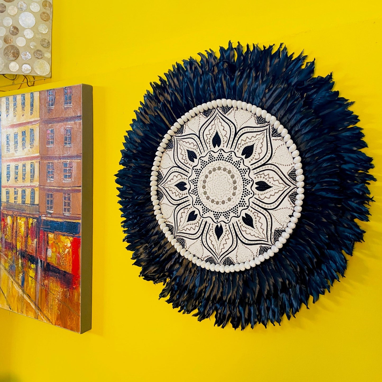 Mandala Ethnique Déco Coquillages Plumes Fleur de Lotus