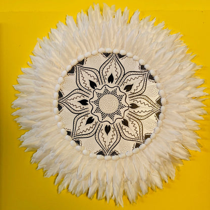 Mandala Ethnique Déco Murale Coquillages Plumes Lotus